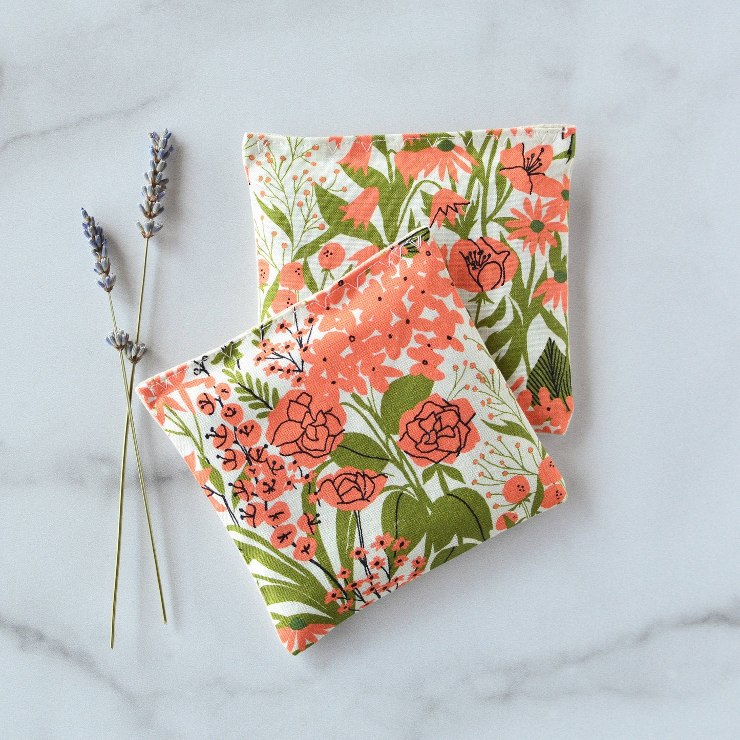 Lavender Sachet Bundle in Mazy's Peach Floral Cotton