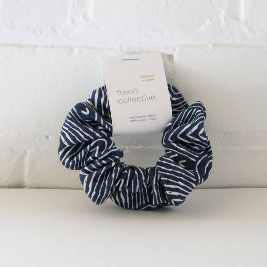 Organic Hair Scrunchie- Navy Bark