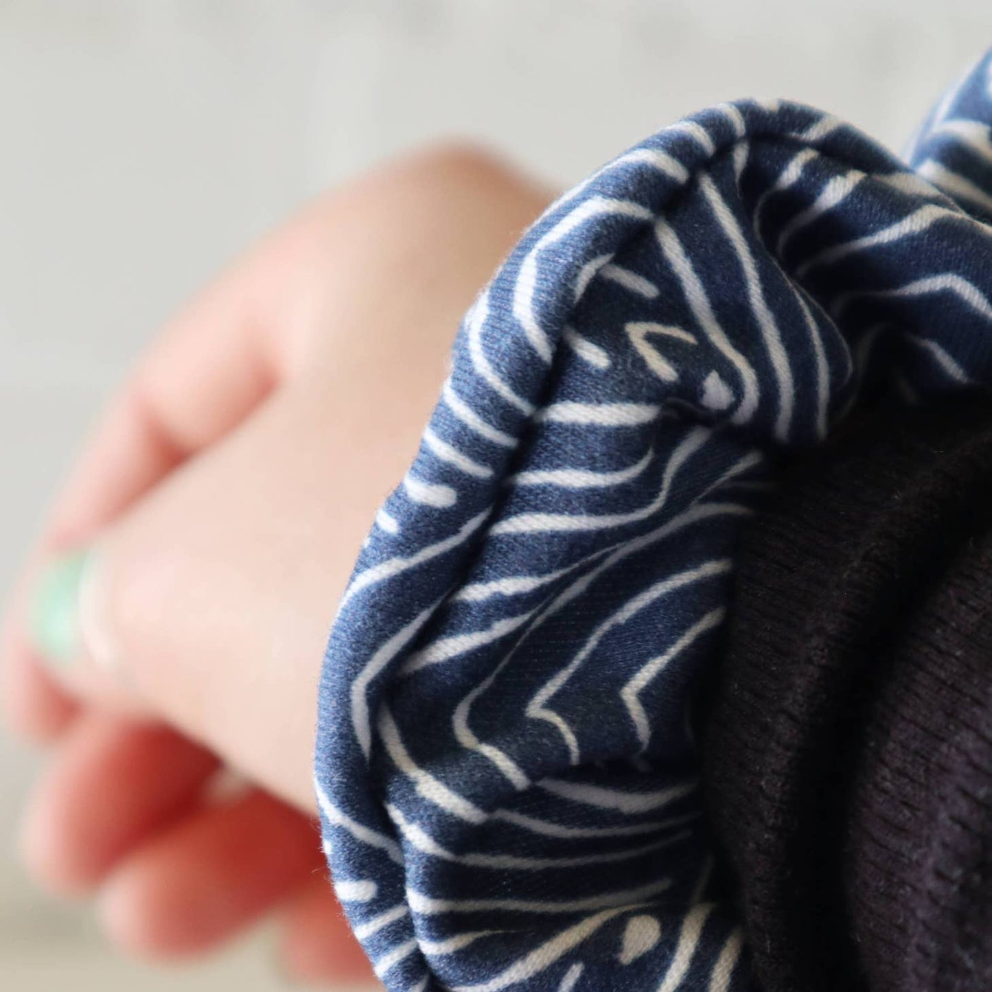 Organic Hair Scrunchie- Navy Bark