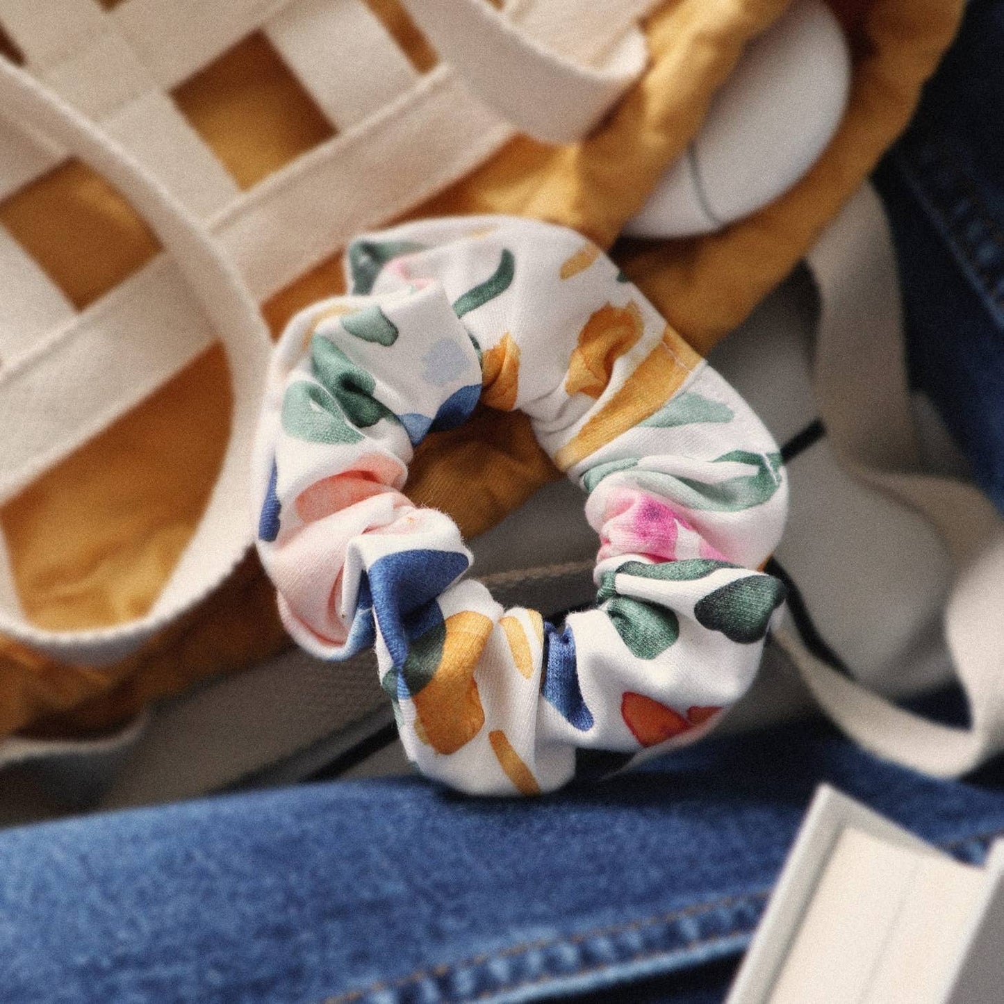 Organic Cotton Hair Scrunchie- Sierra Florals