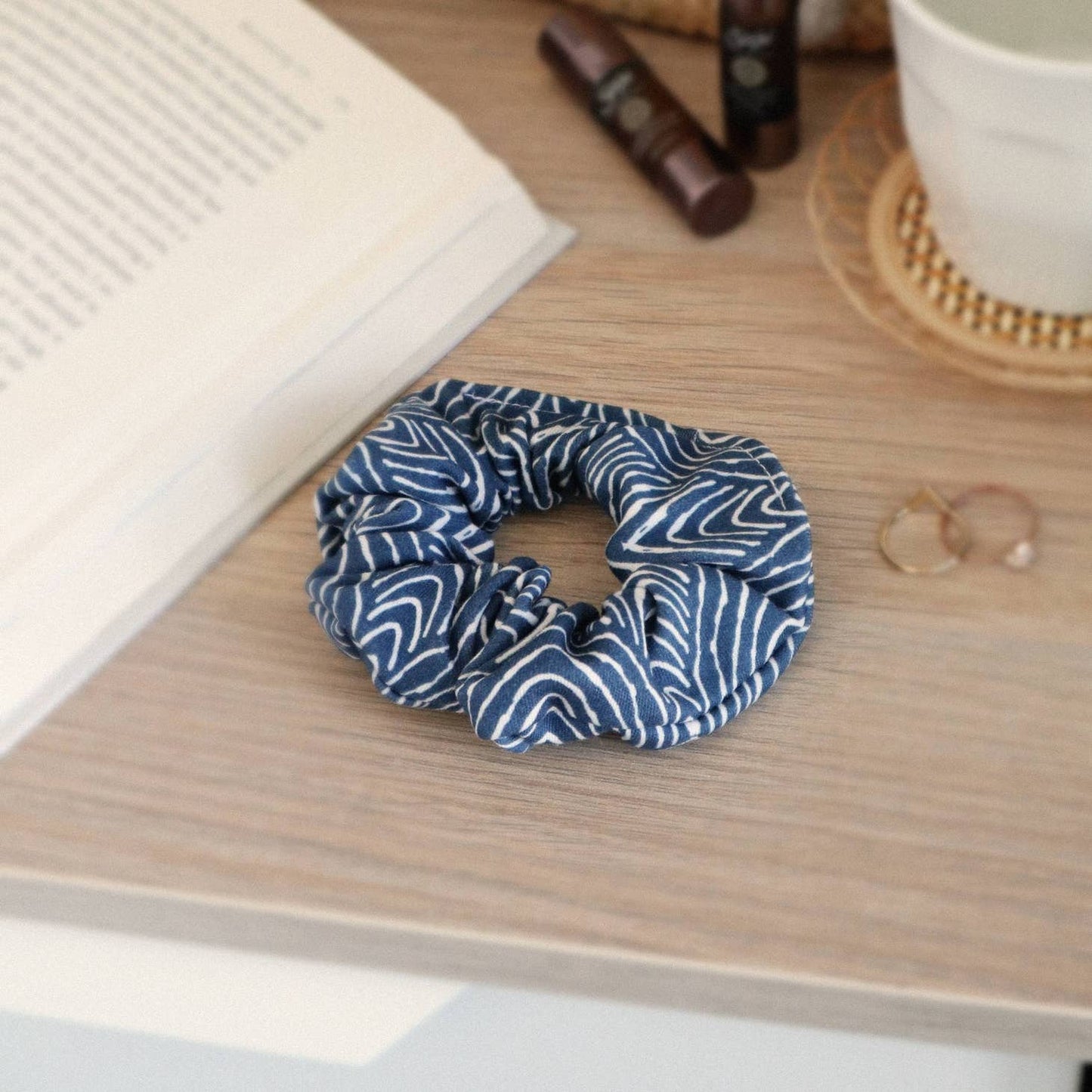 Organic Hair Scrunchie- Navy Bark