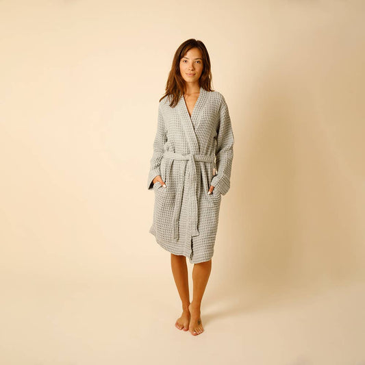 Organic Weightless Waffle Robe- Aloe