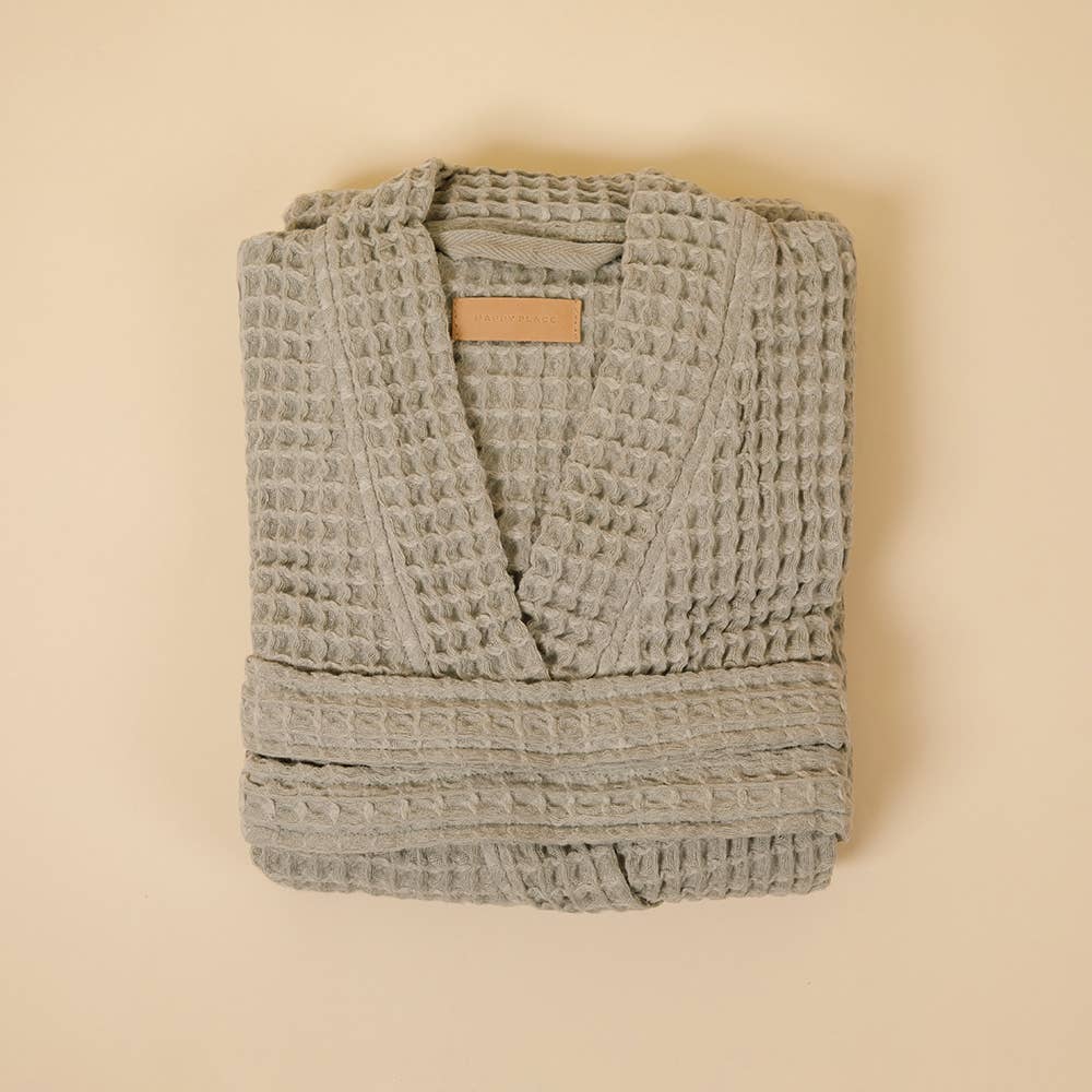 Organic Weightless Waffle Robe- Aloe