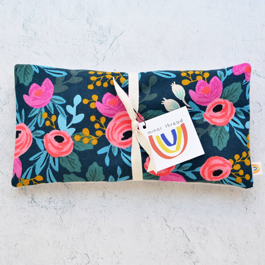 Weighted Eye Pillow in Rosa Floral Canvas Navy