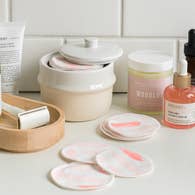 Organic Cotton Rounds- Pink Brush Strokes