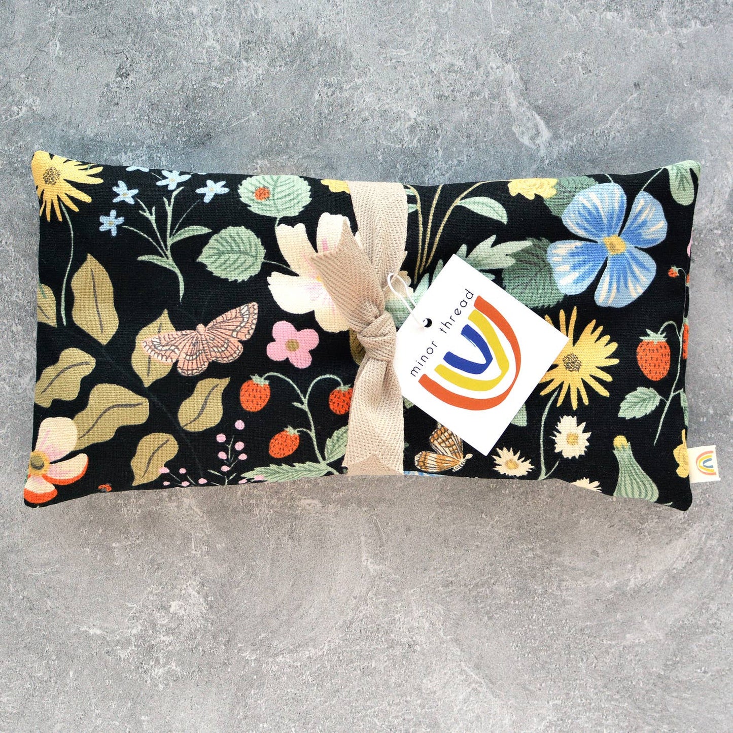 Oversized Eye Pillow- Strawberry Fields in Floral Black